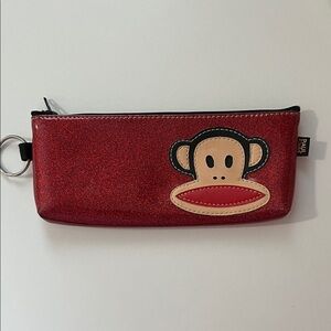 Vintage Paul Frank Red Glitter Monkey Pencil Pouch